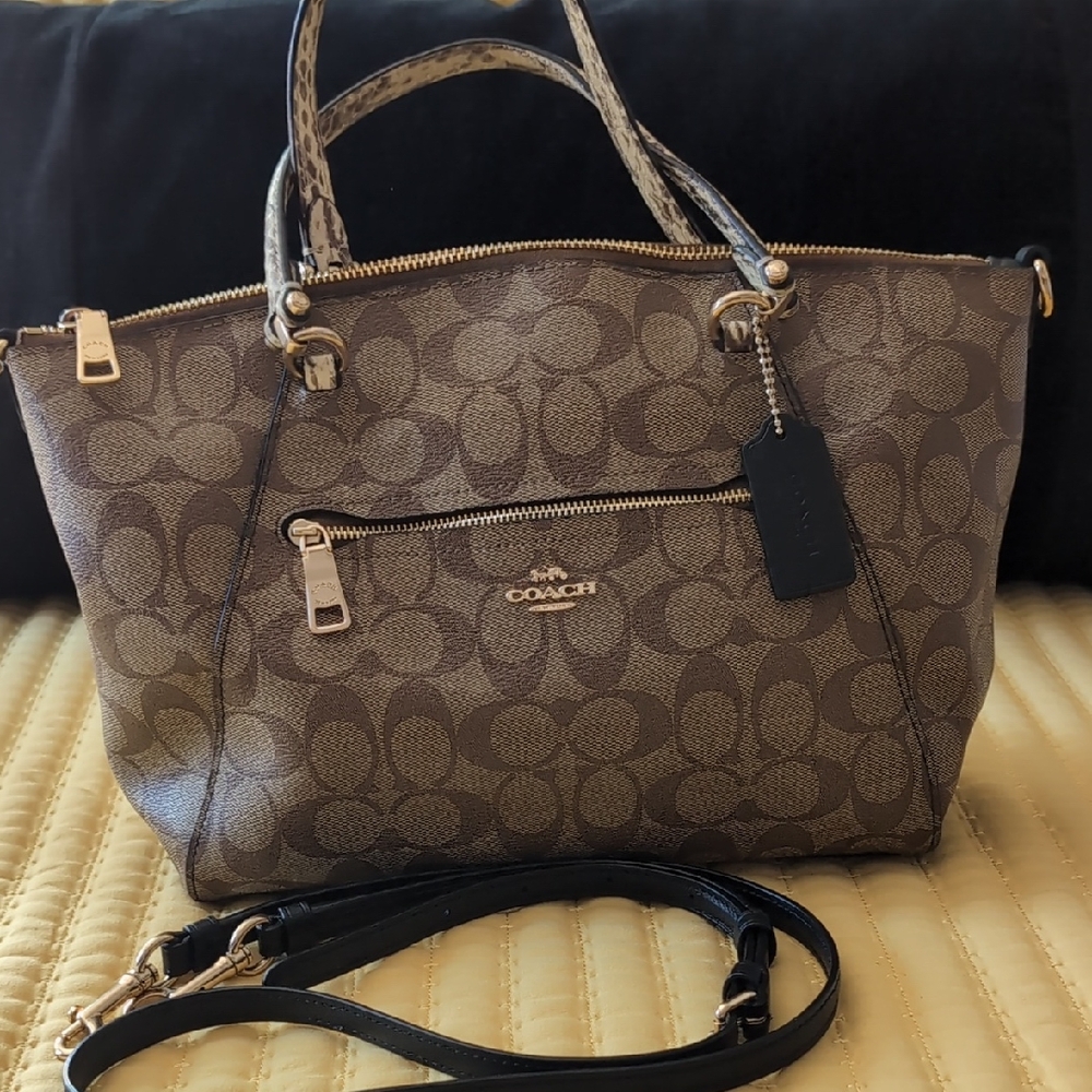 Coach Brown and Black Signature Satchel